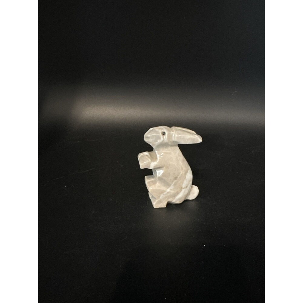 Vintage Stone Carved Rabbit Figurine